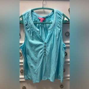 Lilly Pulitzer Essie Sleeveless Aqua Blue Top ~ Sz XL